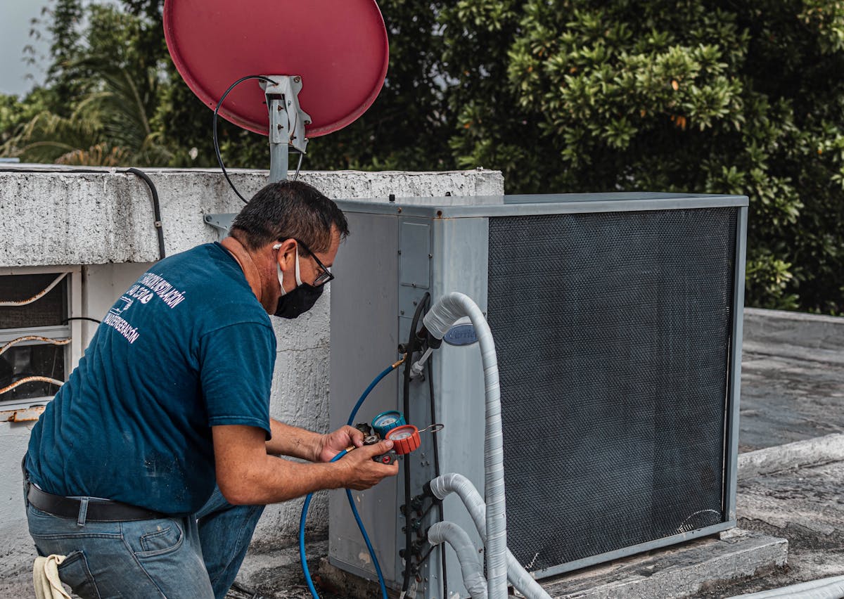 HVAC contractor on a service call